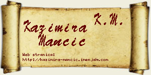Kazimira Mančić vizit kartica